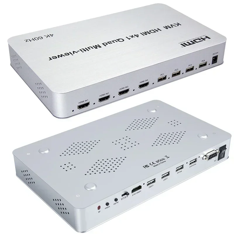 4K 60Hz KVM HDMI 멀티뷰어 심리스 스위치 4x1 쿼드 멀티뷰어 4채널 비디오 멀티플렉서 (PS4 카메라 노트북 PC PIP 지원)