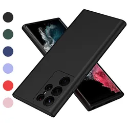 Premium Liquid Silicone Shockproof Phone Case - Ultra Thin, Soft, Luxury Finish - Galaxy S23 Ultra (Black)