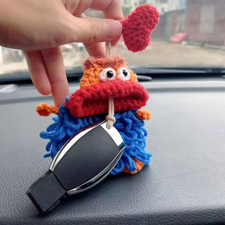 Cover Car Key Clothes Women Key Chain Knitting Key Case Big Mouth
