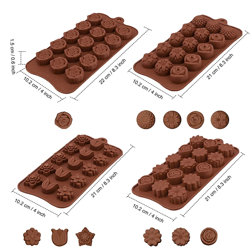 Blume Silikon Formen Rose Schokolade Süßigkeiten Form Für Fett Bomben Gummibärchen Kuchen Cupcake Seife Kerze Dekoration Wachs Schmilzt Eiswürfel – Detail 4
