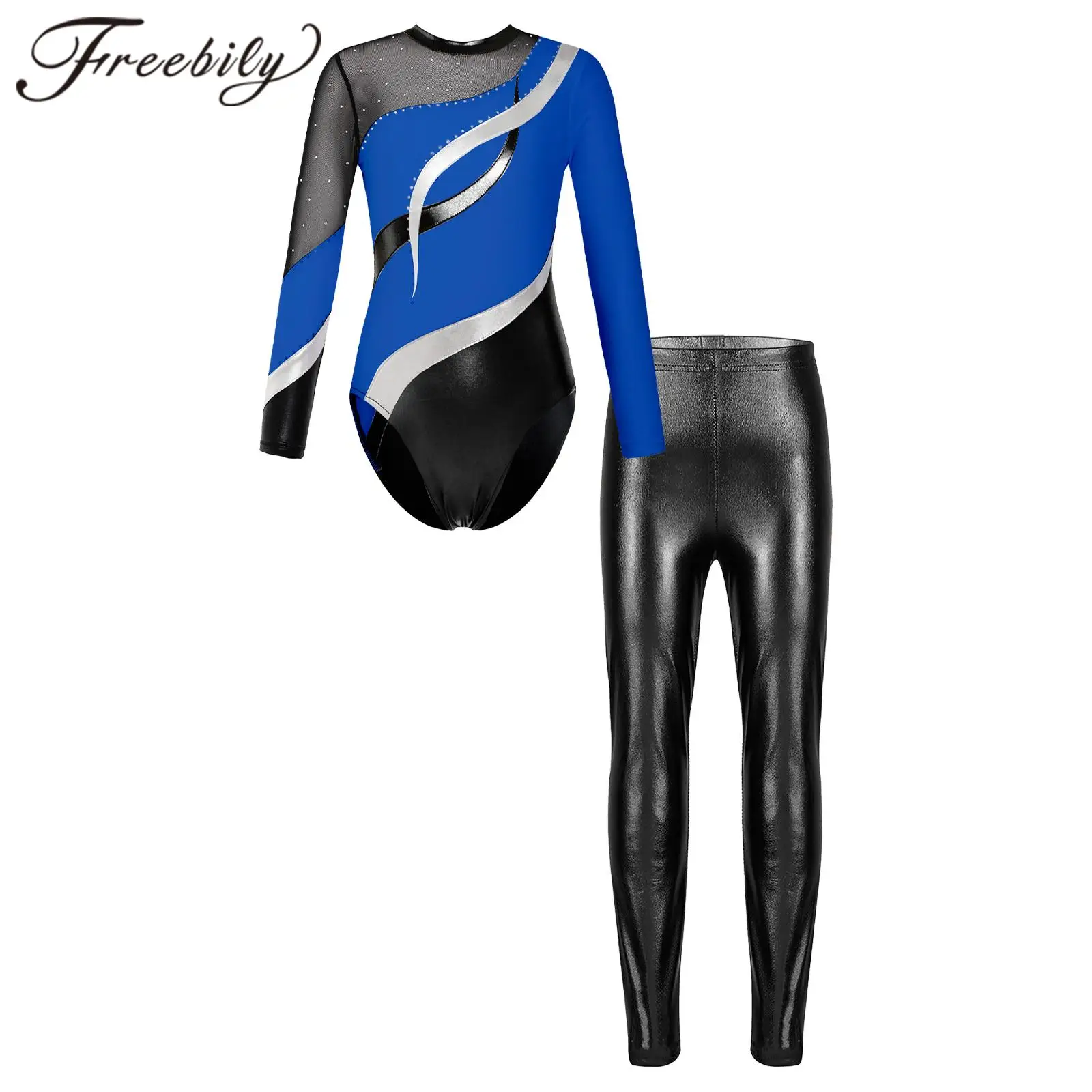 

Children Ballet Leotards with Shorts Long Sleeve Dance Outfits Kids Gymnastics Jumpsuit for Girls Performance Dancewear Sets