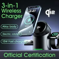 2026 Upgrade Qi2 3 In 1 Magnetic Touch Button Wireless Charger Tempered Glass Surface for IPhone17 16 15 IWatch Airpods Android - Image 6