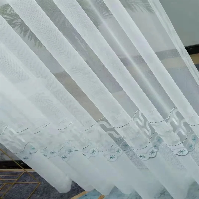 Top Quality White Semi Crushed Sheer Curtains For Living Room Window Solid Color Long Tulle Bedroom Curtain Voile Party Drapes