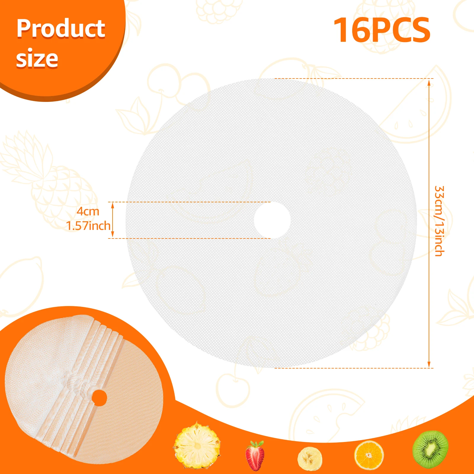 16Pcs Silicone Dehydrator Sheets Non Stick Food Fruit Dehydrator Mats Reusable Steamer Mesh Mat for Fruit Dryer Tray Liner