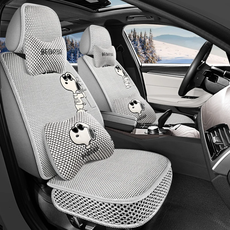 New Cartoon Bear Car Seat Cushion Pad Cellular Seat Covers Four Season  Universal Breathable Anti Slip Ice Silk Auto Cushion Set - AliExpress