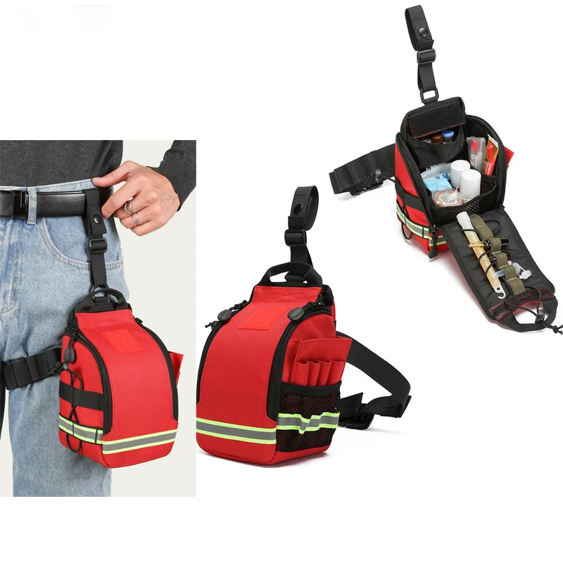 Erste-Hilfe-Set, Gürteltasche, medizinische Aufbewahrung, rote Reise-Rettungs-Hüfttasche, leere Tasche, kompakter Überlebensmedizin-Taschenbehälter_voghion.com
