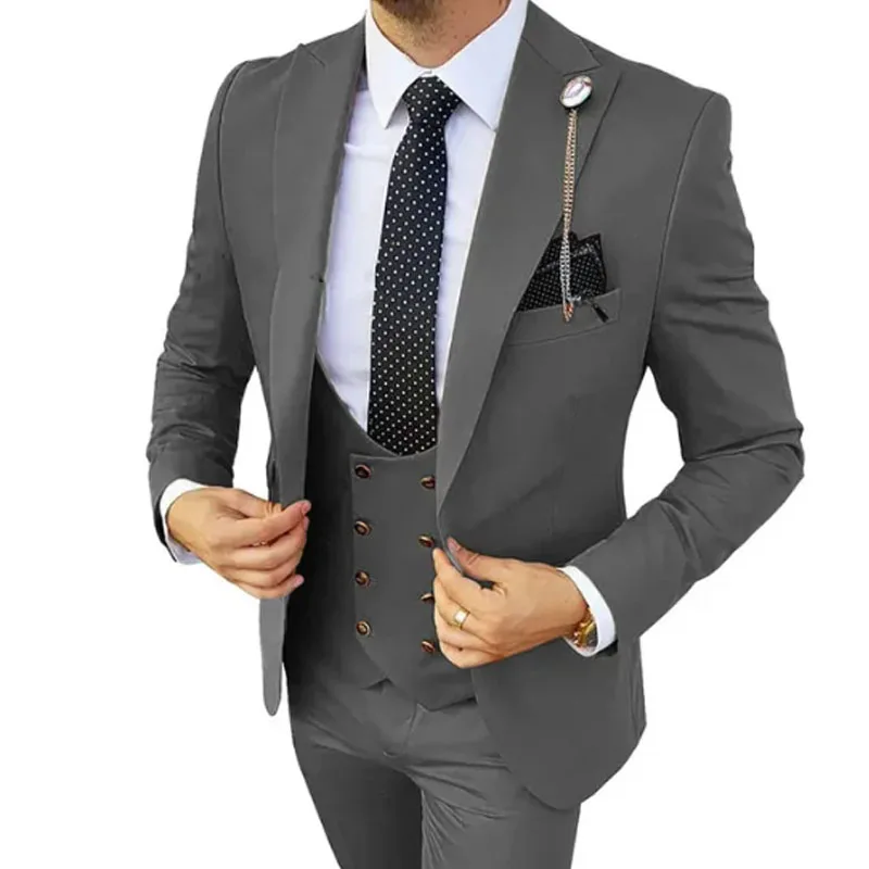 

2024 Men's clothing 3Pcs Sets Blazers Jacket Pants Vest Men Suit Casual Business Wedding dress Fashion Clothes Slim Fit Costume