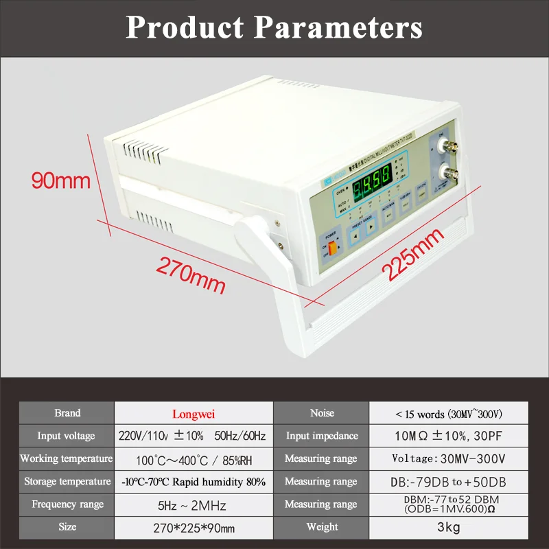 Longwei TVT-322D Dual Channel Digital Millivoltmeter Millivolt Meter Tester Doub