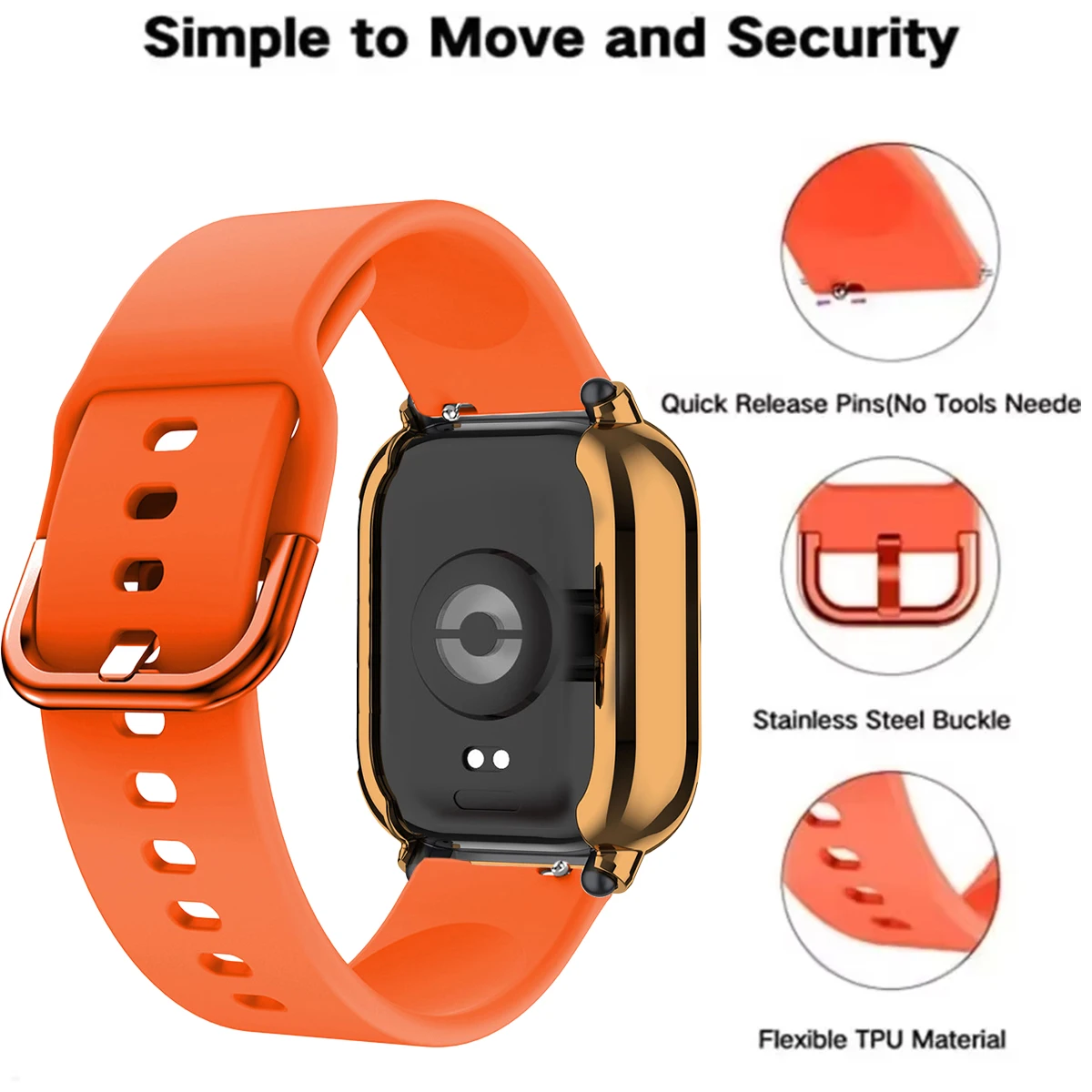 Silicone Strap with Case for Smart Watch, 22mm, Compatible with Watch 5 Active Lite