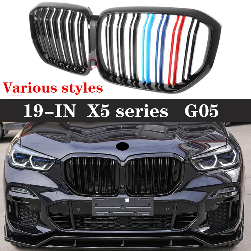 

Глянцевая решетка радиатора для BMW X5 G05 X5M F95 2018 +, углеродное волокно, черный АБС-пластик, передний бампер, автомобильный декор, решетчатый корпус, комплект