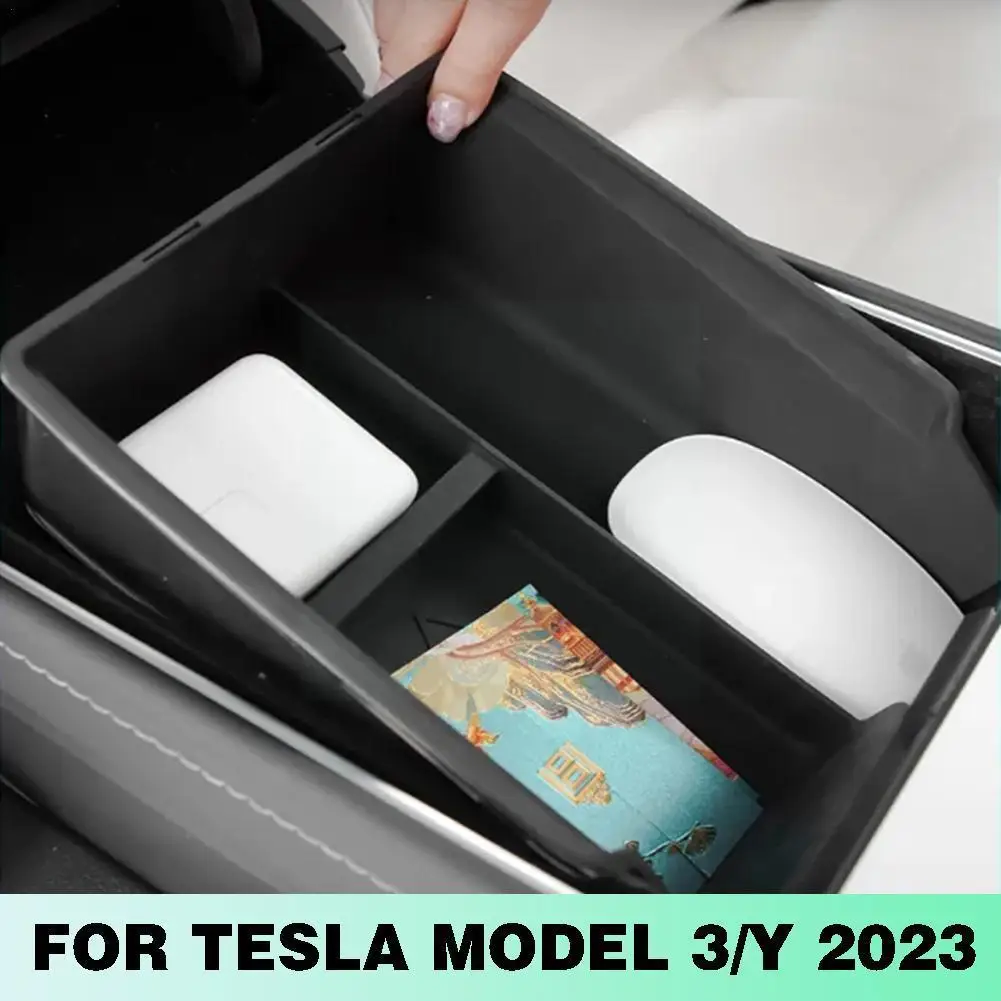 

Для Tesla Model 3 2023, модель Y, силиконовый ящик для хранения 2021, 2022, органайзер, двойная задняя консоль, автомобиль Ce N4N3