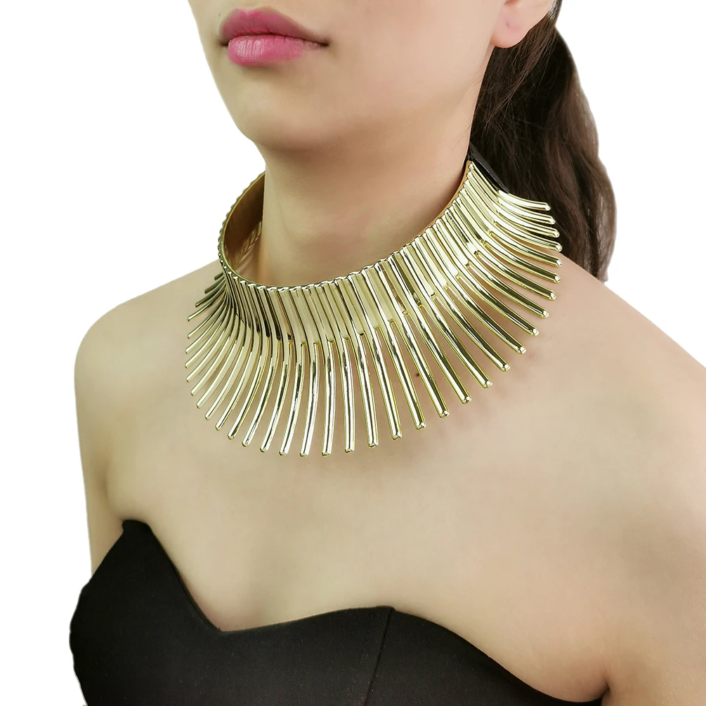 

African Acrylic Chunky Torques Necklace Statement Bib Collars Choker Necklace For Women Punk Fashion Jewelry UKEN