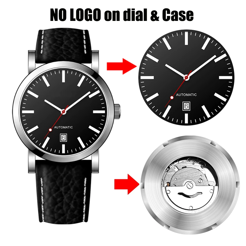 BERNY Customized Automatic Mechanical Watch Design Art Word Logo Dial Railway Clock Personalized Classic Railroad Wristwatch