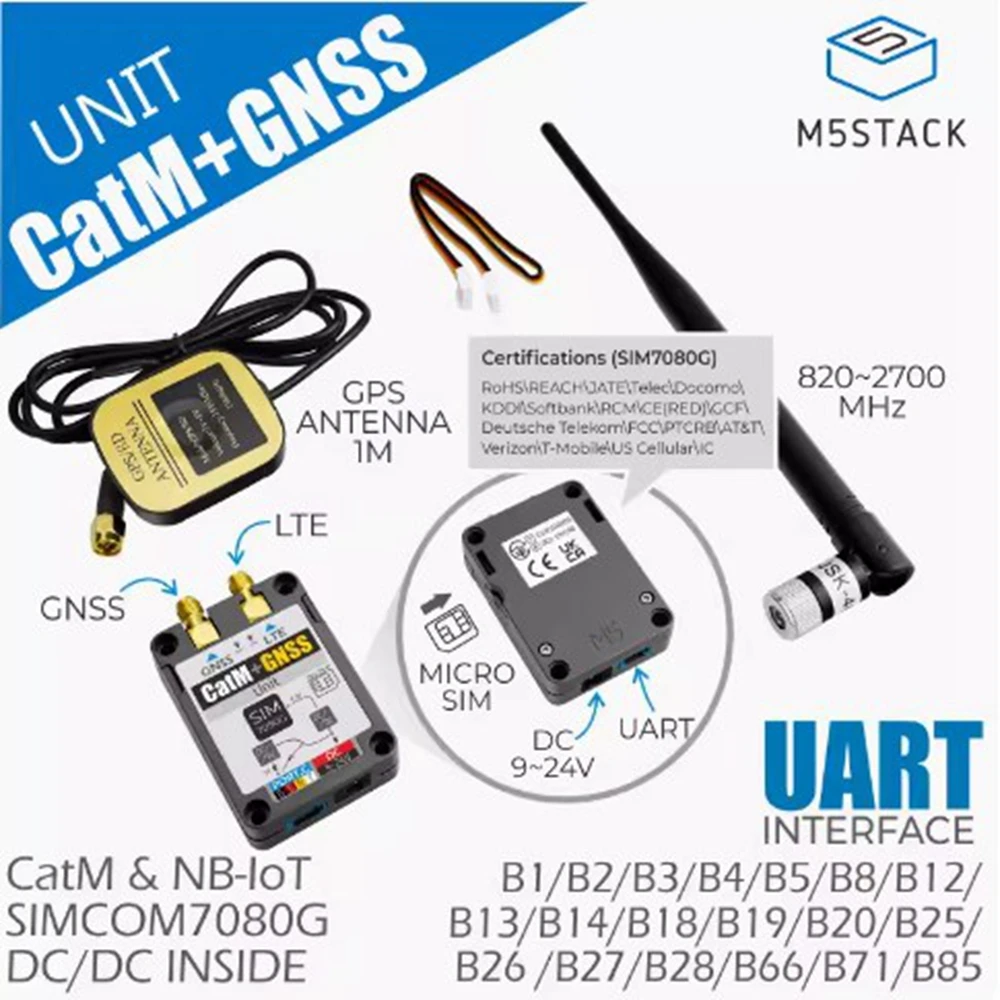 

M5Stack CatM/NB-IoT Dual mode +GNSS Global Positioning Wireless Communication Module