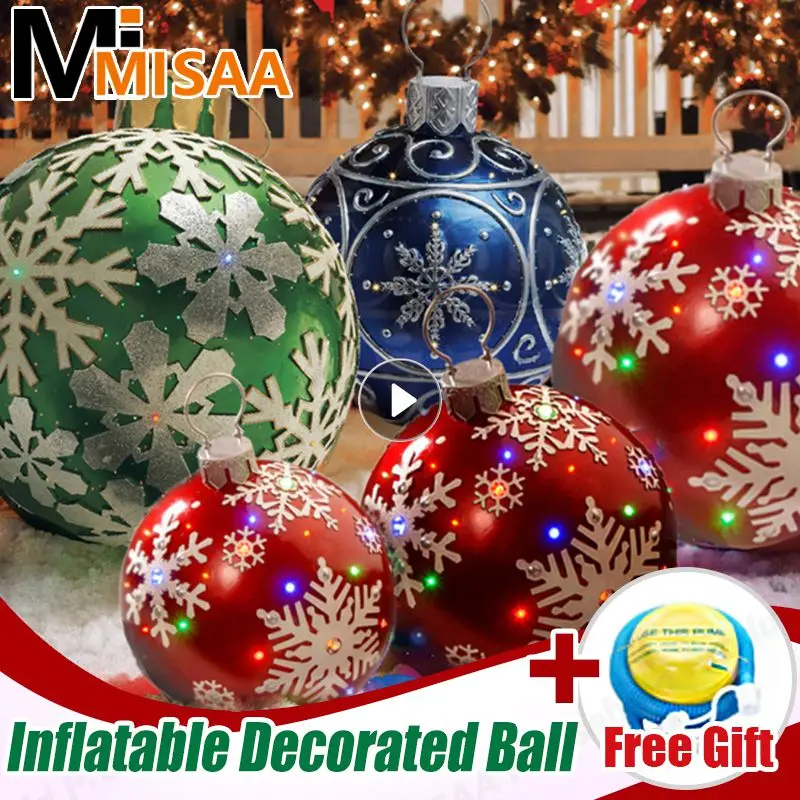 

Уличные рождественские надувные Украшенные шарики, 60 см, гигантские Большие шарики из ПВХ, украшения для рождественской елки, игрушечный шар без искусственного орнамента