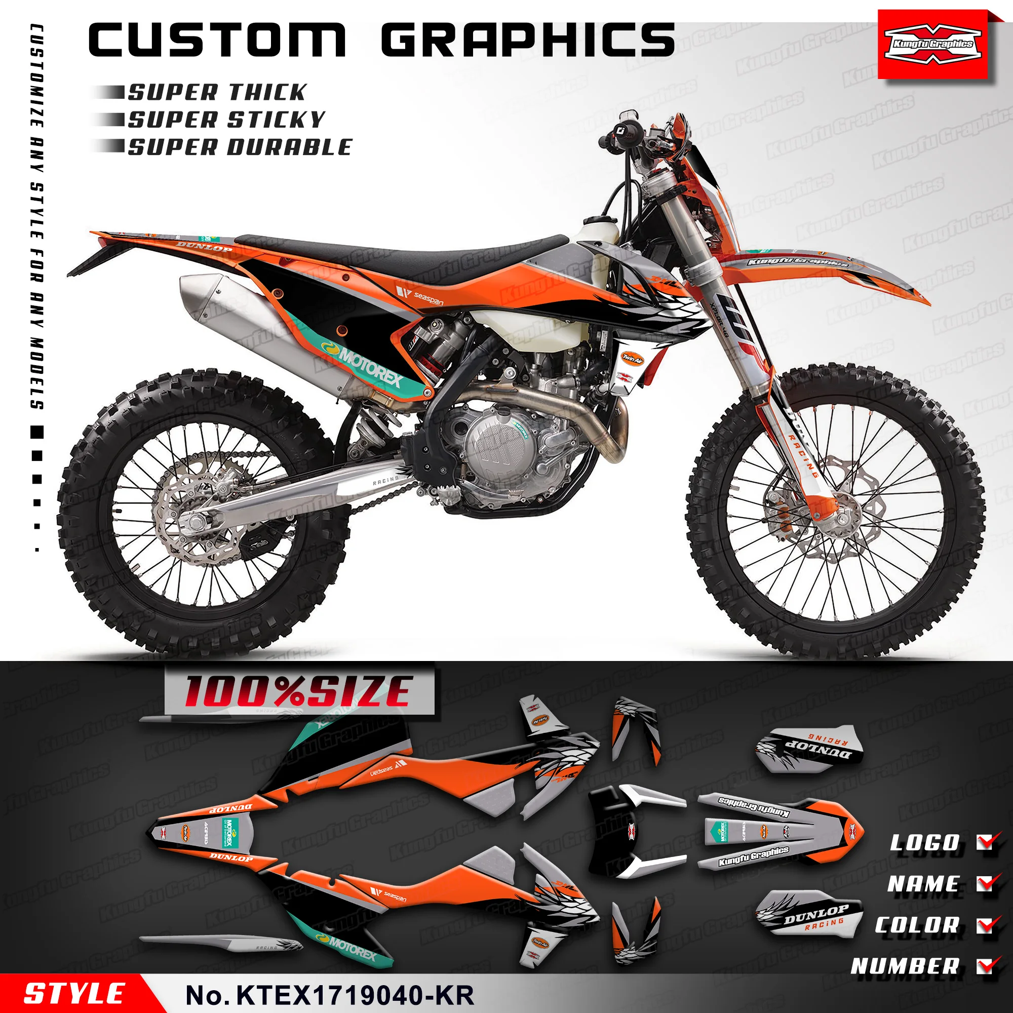 

Набор наклеек KUNGFU GRAPHICS MX для KTM 125, 150, 250, 300, 350, 450, 500