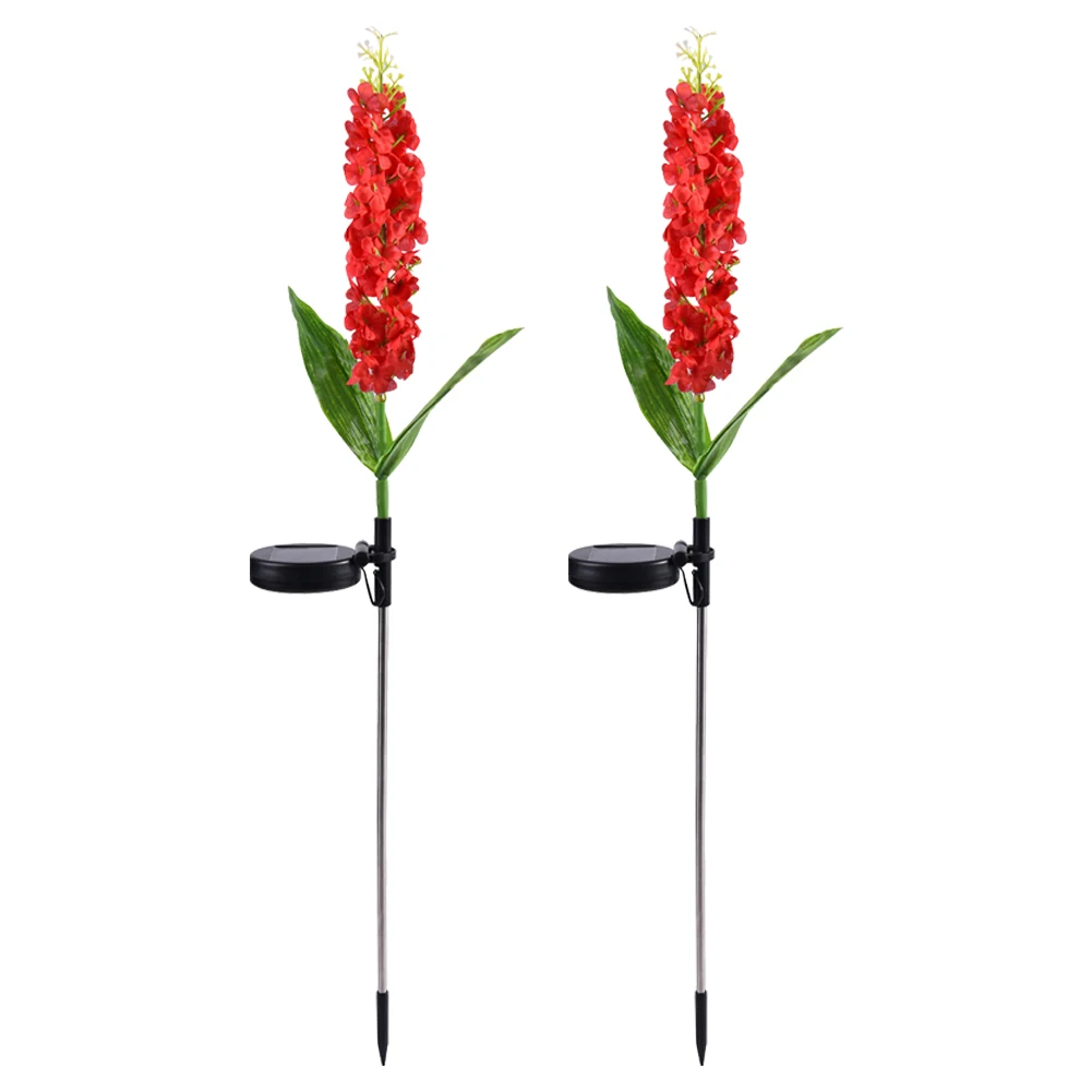 태양열 Delphinium 꽃 조명, 야외 정원 조명, 잔디 마당 장식, 선물, IP65 방수, 2 팩