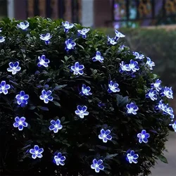 Solar-Powered Cherry Blossom String Lights - 20 LED, Waterproof, 8 Modes, Outdoor Garden & Party Décor (Blue 2pcs)