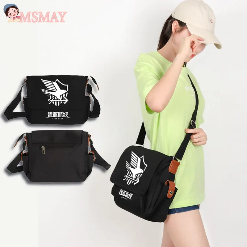 

MsMay Game Azur Lane Cosplay One-shoulder Messenger Bag Men Women Black Student School Fashion Travel Tool Gift Anime Acessórios