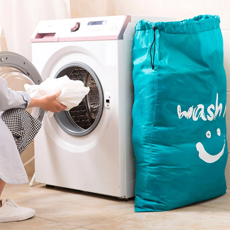Nylon Laundry Bag Travel Storage Pouch Machine Washable Dirty Clothes Storage Wash Drawstring Bag Large Capacity Laundry Bag