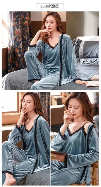 Winter Women's Flannel Velvet Pajamas Sets Sleepwear Thick Loose Casual  soft Warm nightgown Homewear Clothing Female Suit Pijama - Price history &  Review, AliExpress Seller - Miss lady clothing