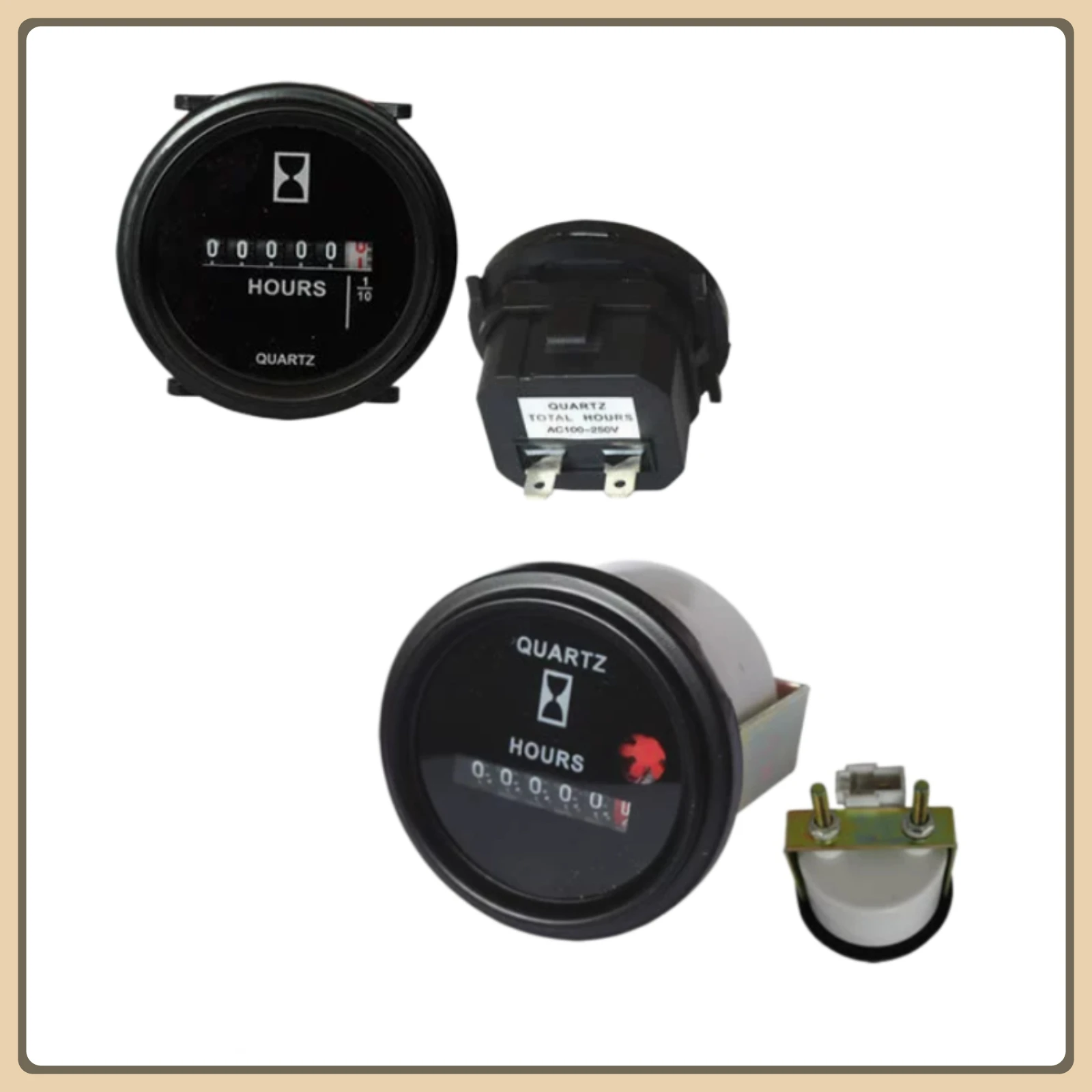 12-36V/10-80V/100-250V 미니 시간계 미터 해양 보트 엔진 원형 방수 게이지 자동차 트럭 기계식 시간계 카운터 타이머