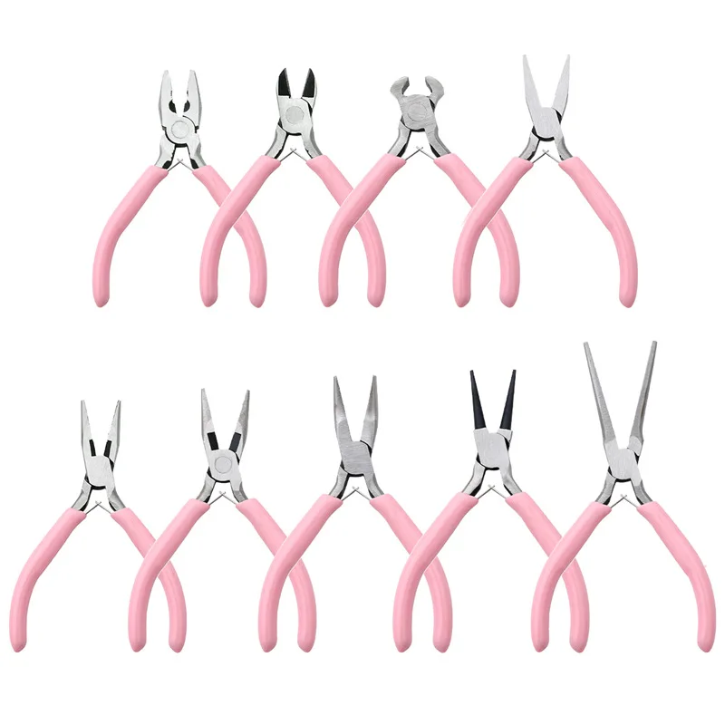 1PCS 미니 펜치 대각선 펜치 라운드 구부러진 바늘 코 커터 공예 구슬 보석에 대 한 절연 플라이어 손 도구 만들기