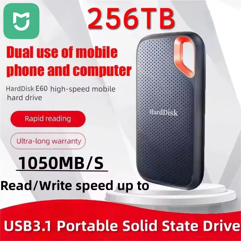 MIJIA Hard Disk portable ssd portable hard drive hard disk solid state disk external solid state drive Mobile SSD E60 1TB 2TB 256TB USB 3.1 HD External Hard for Laptop PS5 Mobile Disk HDD Storage