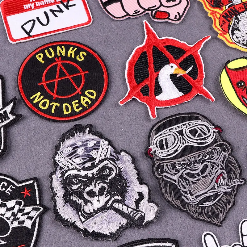 

Iron On Patch Punk Animal Patches For Clothing Thermoadhesive Patches On Jacket DIY Biker Embroidery Patch Badges On Backpack