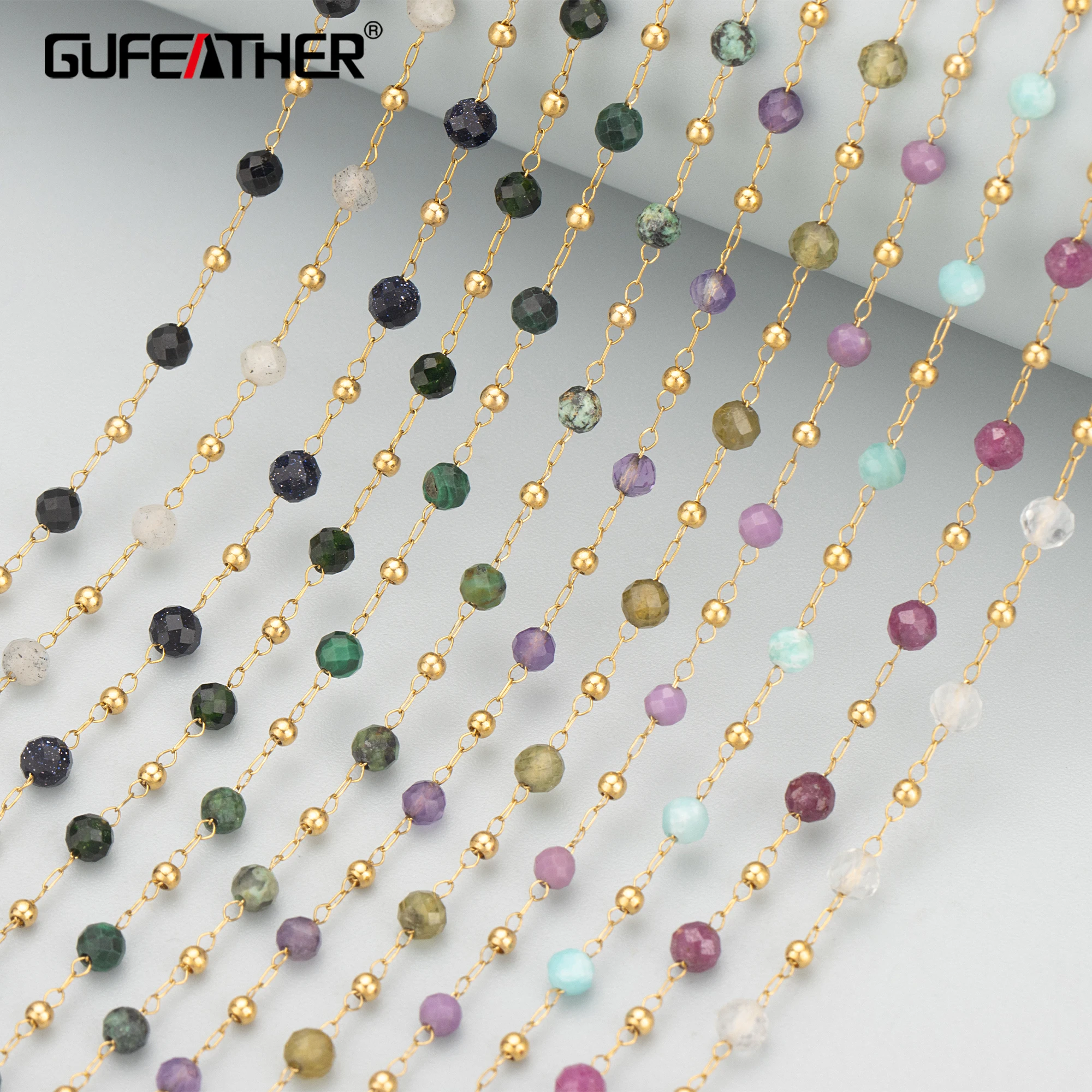 

GUFEATHER C330,chain,stainless steel,nickel free,natural stone,hand made,jewelry making findings,diy bracelet necklace,1m/lot