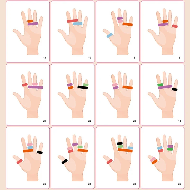 Kids Montessori Toy Early Educational Fingers Ring Game Elastic Bands Color Cognition Think Training Battle Table Game with Card 4