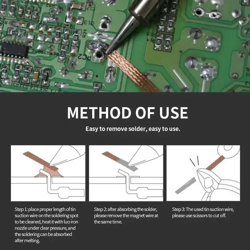 Desoldering Braid Welding Solder Remover Wick 1.5M Width 1 1.5 2 2.5 3 3.5 4 mm Wire Lead Cord Flux BGA Repair Tool - Image 6