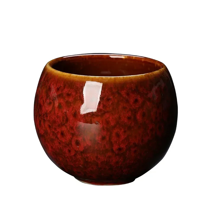 Temmoku Glaze Kung Fu Tea Cups Ceramic Fambe Master Single Cup Standing Sub Jianzhan Glaze Change Dragon Egg 120ml Cup