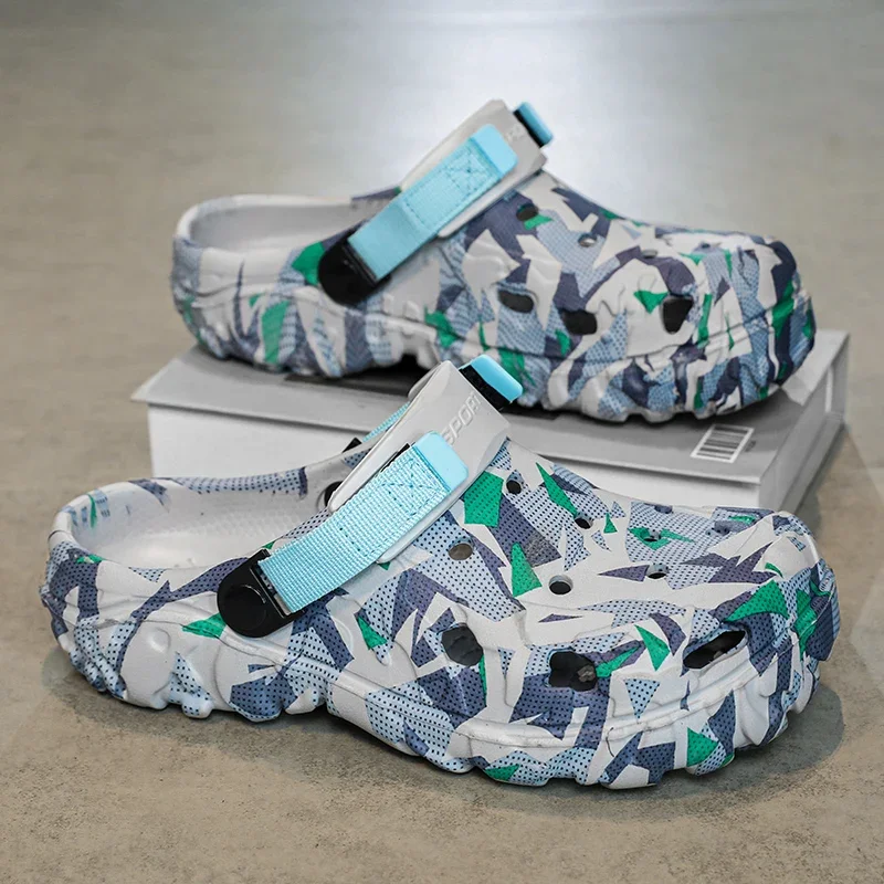 Men's Camouflage Outdoor Clog Sandals - Flat, Plus Size & Versatile Footwear