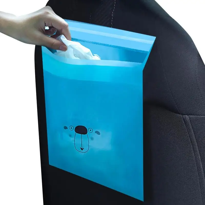 Car Trash Bag 15pcs Multi-Purpose Easy Stick-On Self-Adhesive Garbage Bag Water-Proof Leak-Proof Self-Adhesive For Vomit Car
