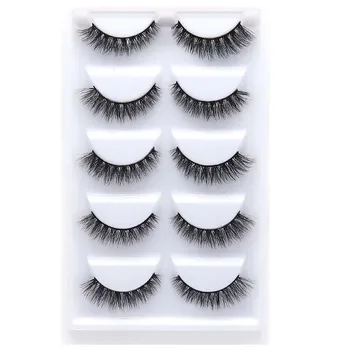 새로운 5 쌍 자연 속눈썹 두꺼운 3d 밍크 속눈썹 짧은 검은 색 부드러운 밍크 속눈썹 메이크업 속눈썹 확장 가짜 속눈썹