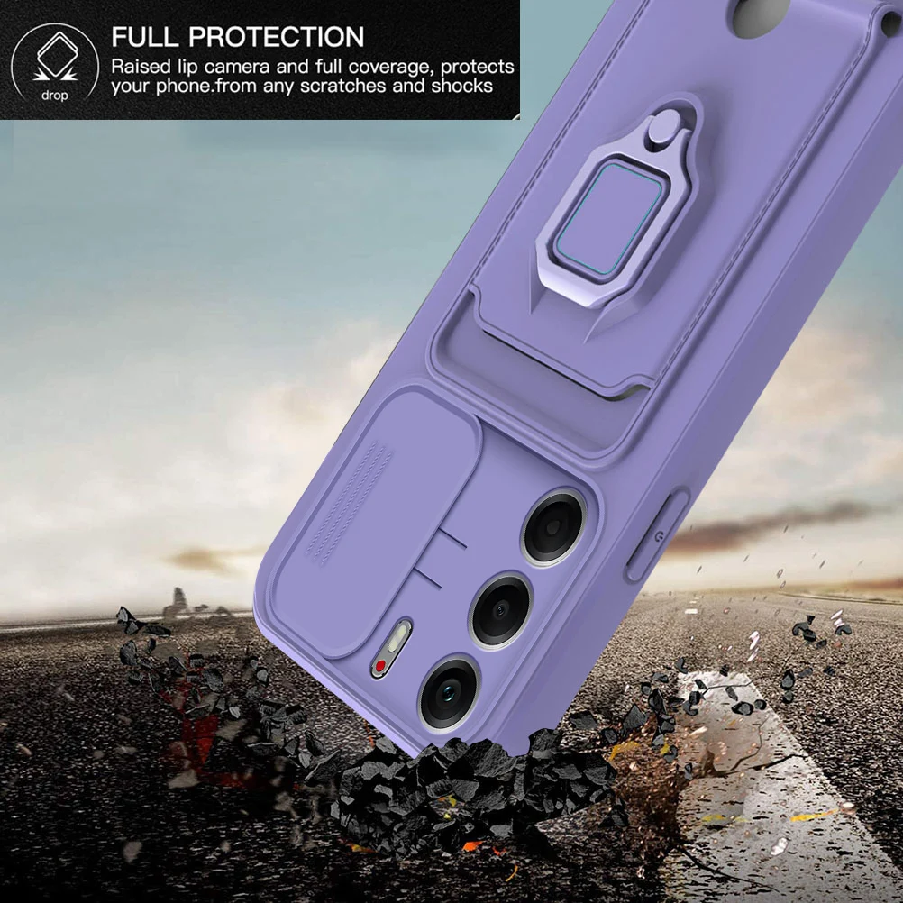 Enhanced TPU Soft Wallet Phone Case with Magnet Holder and 360° Ring