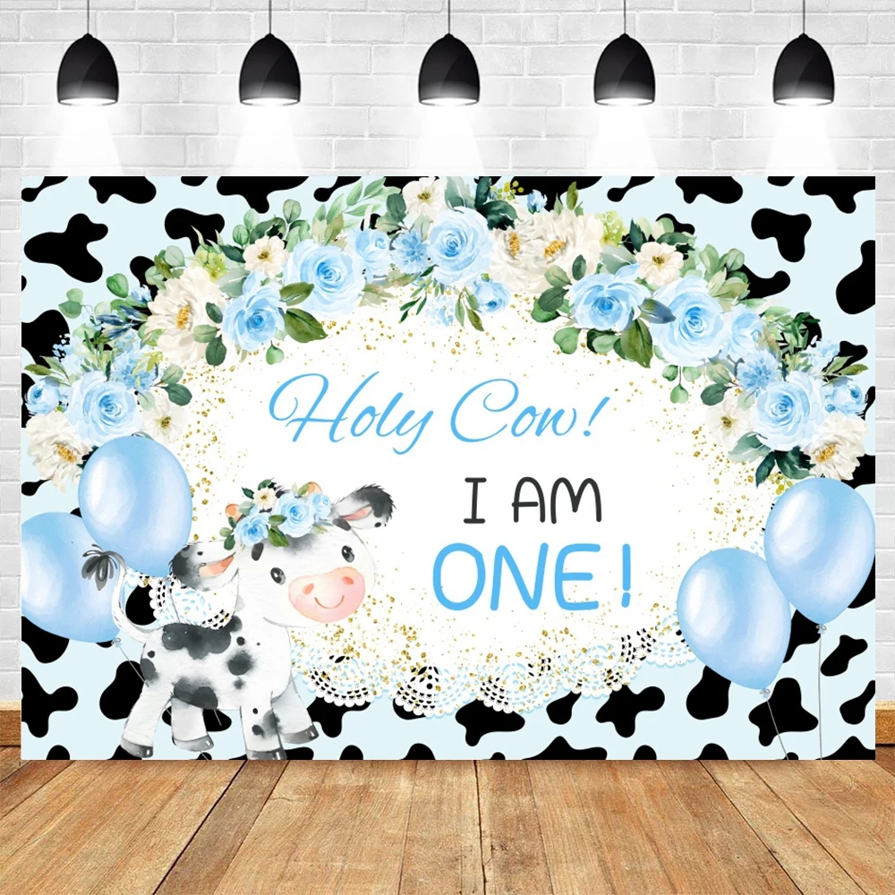 

Holy Cow Baby 1st Birthday Photography Background Boho Floral Boys Birthday Party Decor Backdrop Cowboy Photo Studio Photozone
