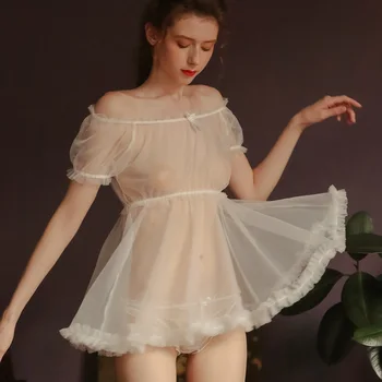 “Nyra” Off The Shoulder Sexy Sheer Lingerie Dress