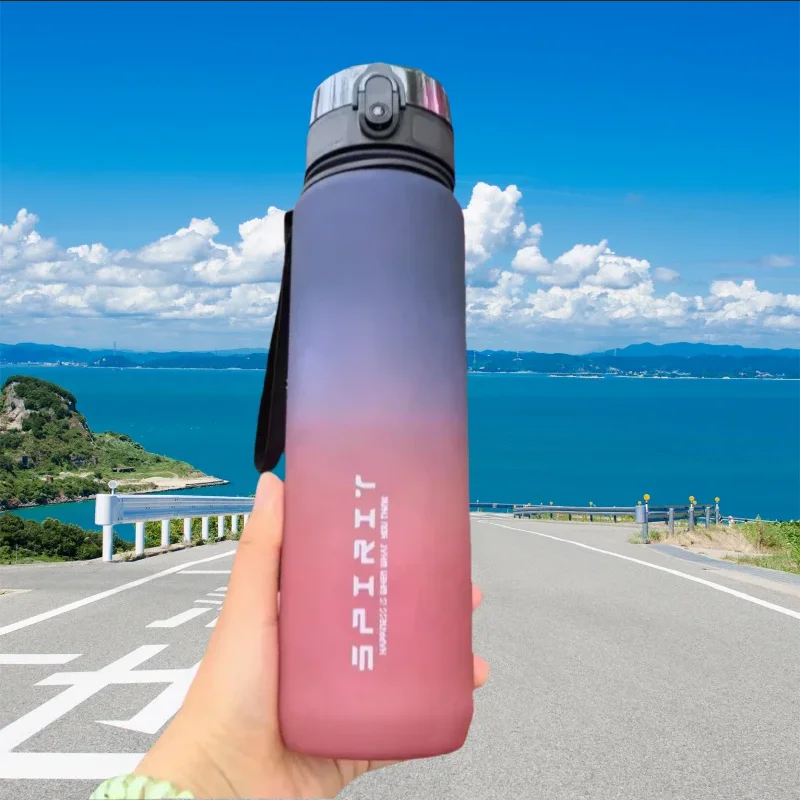 Large Capacity Motivational Sports Bottle - Leak-Proof & Reusable