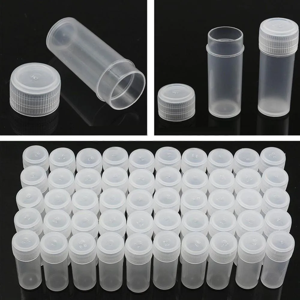 Wholesale 500 Pcs 5g Volume Plastic Sample Bottle 5ML Small Vial Medicine Pill Powder Capsule Storage Container Translucent New