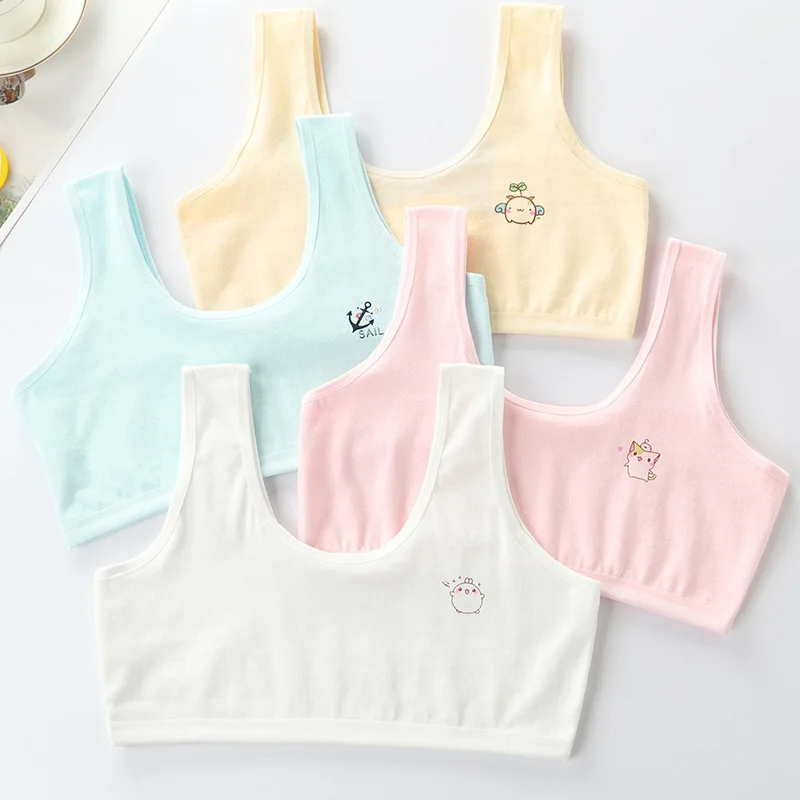 

Growing Period Underwear Girl Student Teenage Cartoon Multi-coloured Pure Cotton Tube top For 8-16years Girls Training Bra