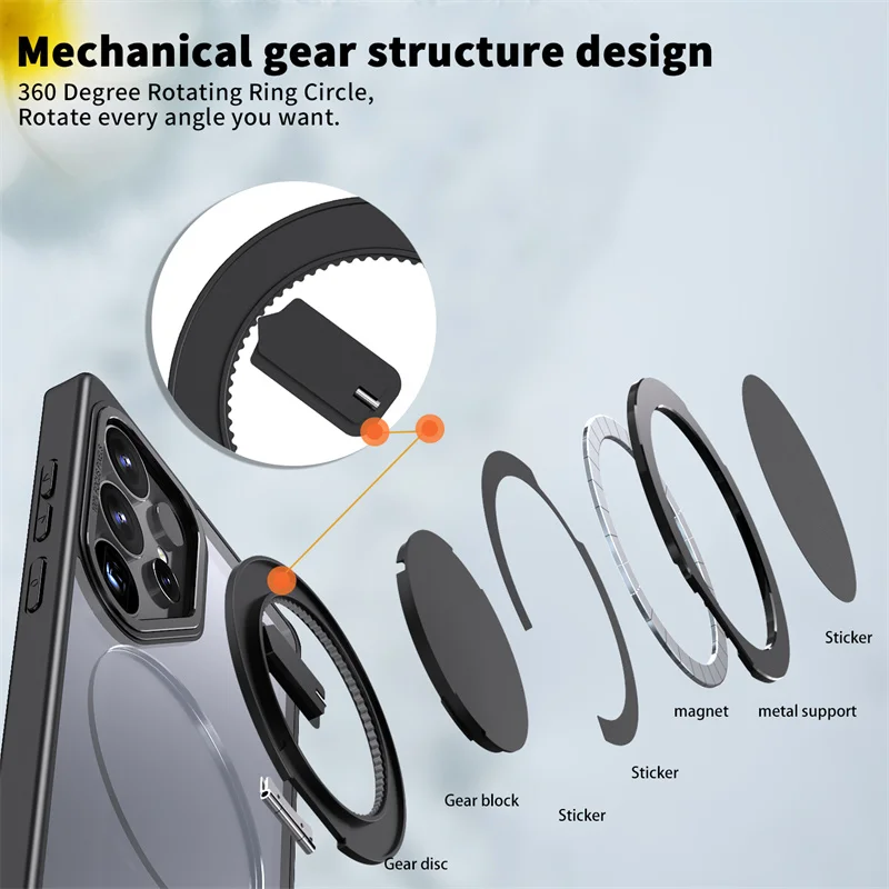 Magnetic MagSafe Rotating Shockproof Phone Case with Bracket