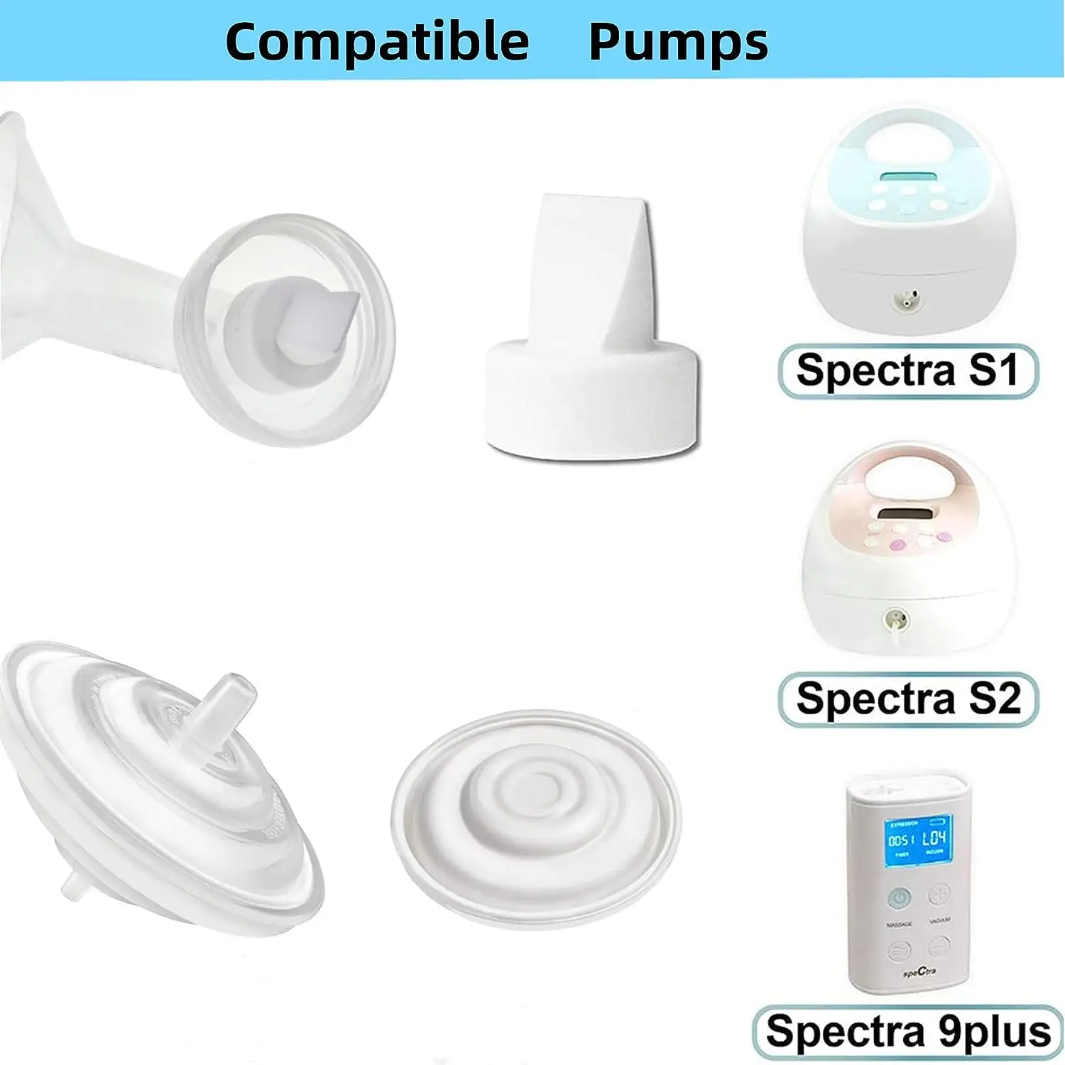 Duckbill Valve Breast Pump Accessories 6 Piece Set Compatible With Electric Breast Pump Silicone Valves