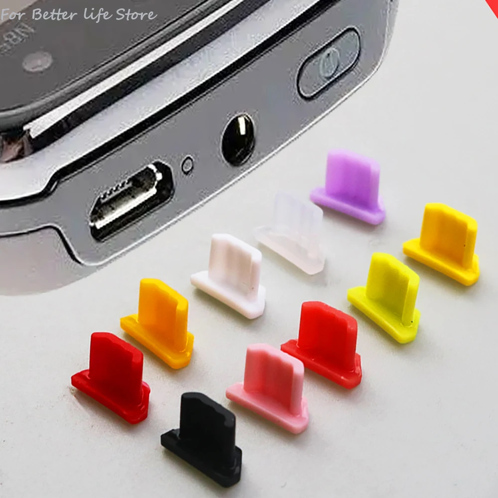 

10 Pieces / Set Color Micro USB Port Dust Plug Data Charging Interface Micro USB Plug Protection Dust Tool Plug Silicone Plug