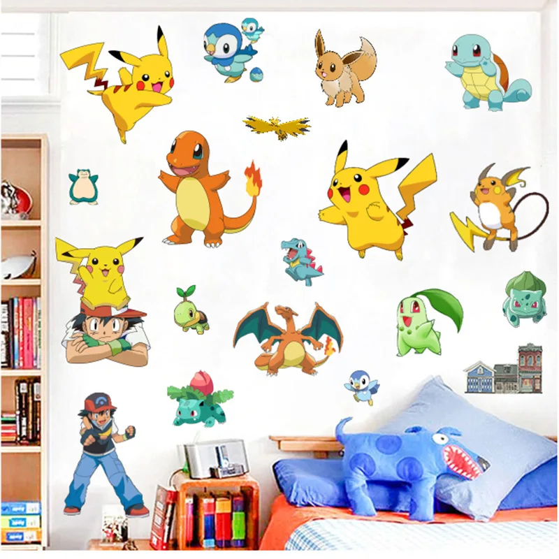 

Pokemon Anime DIY Stitching Wall Sticker Cartoon Pikachu Charizard Eevee Bulbasaur Children's Room Decoration Sticker Toy Gift