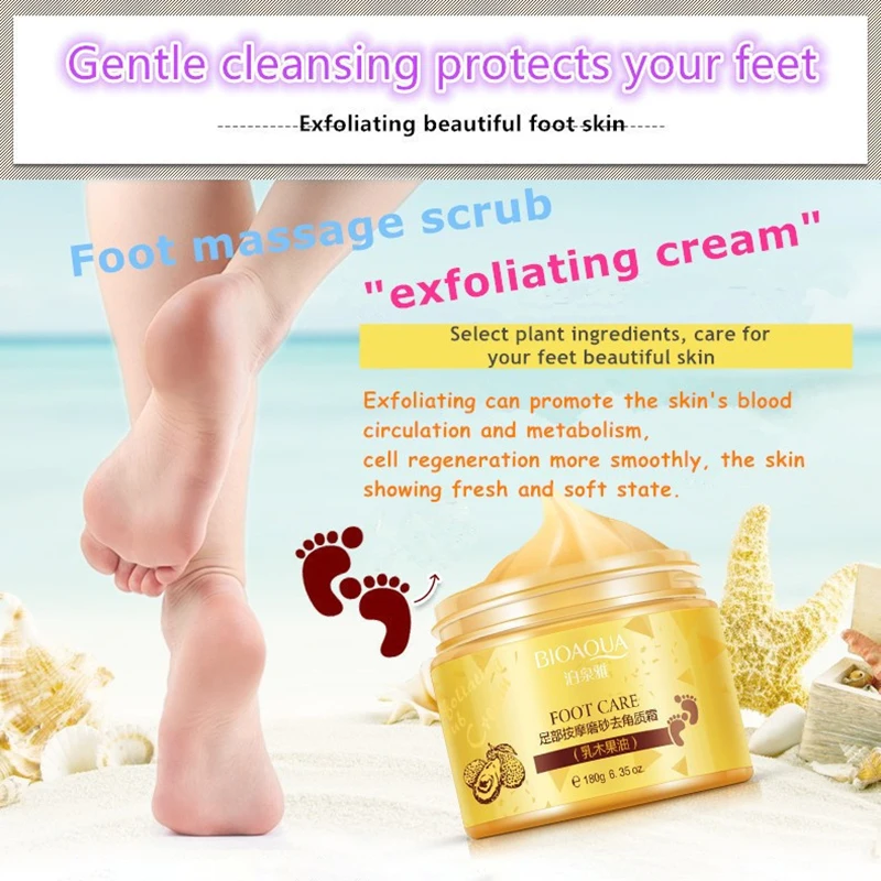 Foot Cream BIOAQUA Shea Butter Foot Exfoliating Cream Moisturizing Remove Dead Skin Exfoliant Feet Pedicure Cream Foot Care Exfoliator