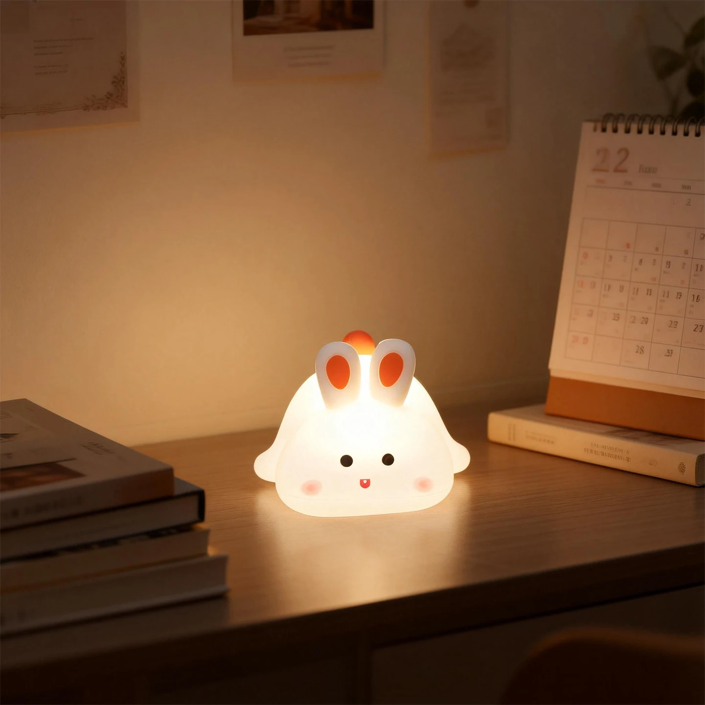 귀여운 LED 야간 조명 토끼 실리콘 야간 조명 타이밍 USB 충전식 침실 장식 어린이 생일 선물