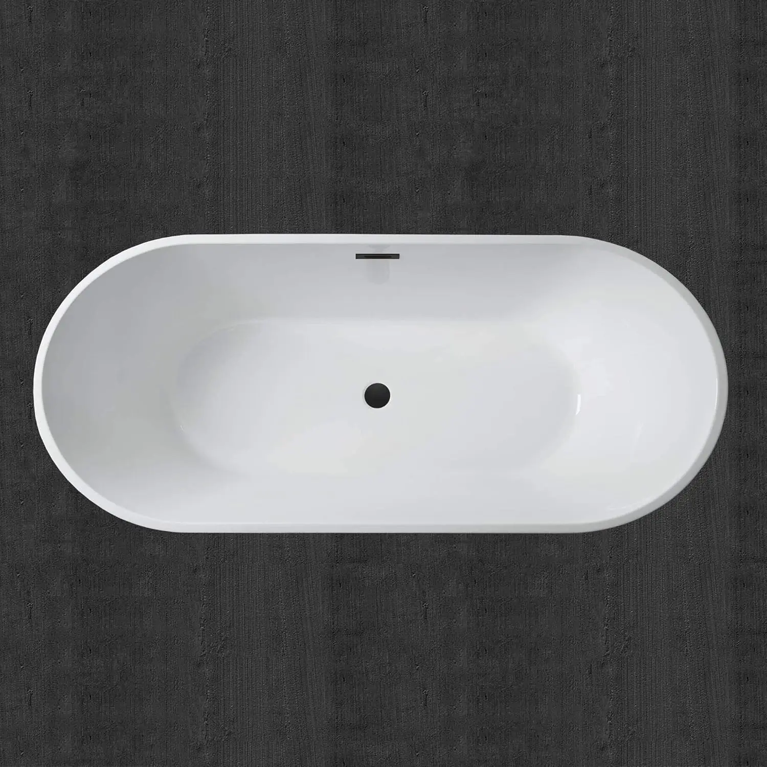 71" Acrylic Freestanding Bathtub Contemporary Soaking White Tub with Matte Black Overflow and Drain Scratch Resistant Surface