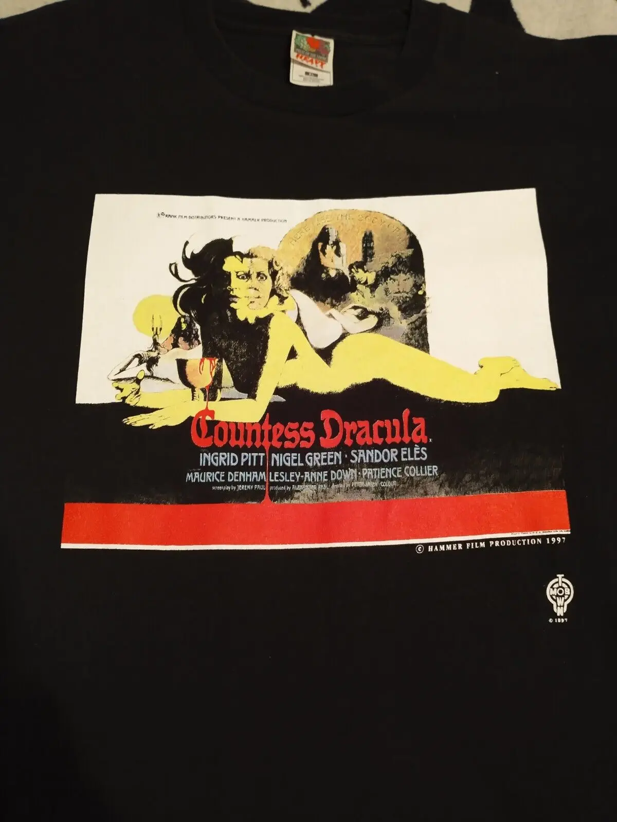Vintage 1997 Countess Dracula Hammer Films Maglietta Da Uomo Taglia Originale Xl Maniche Lunghe O Corte